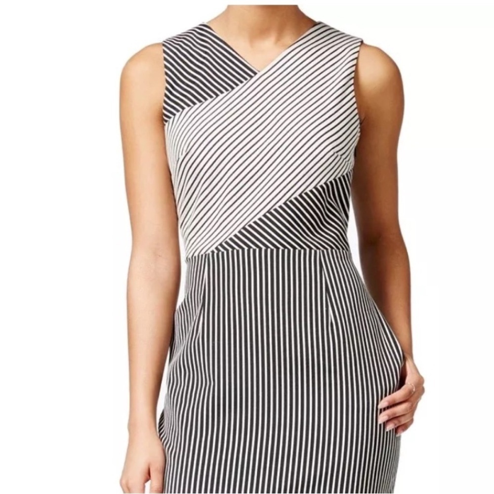 Rachel Roy Black and Off White Striped Dress